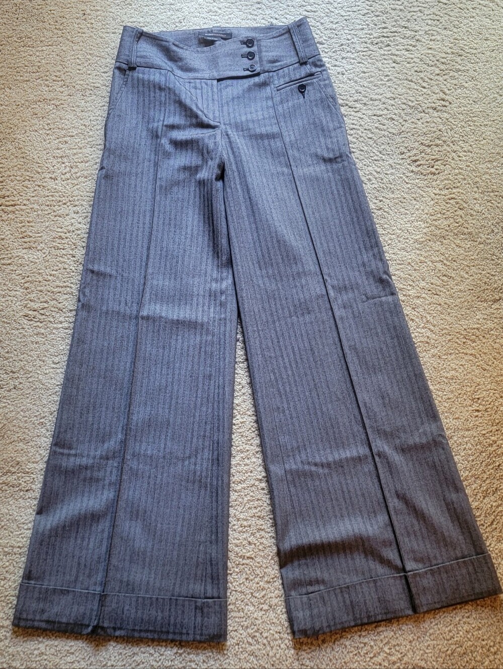 BCBGMAXAZRIA Women's Heathered Gray Tabitha Wide Leg Trousers-Equivalent to Sz 4